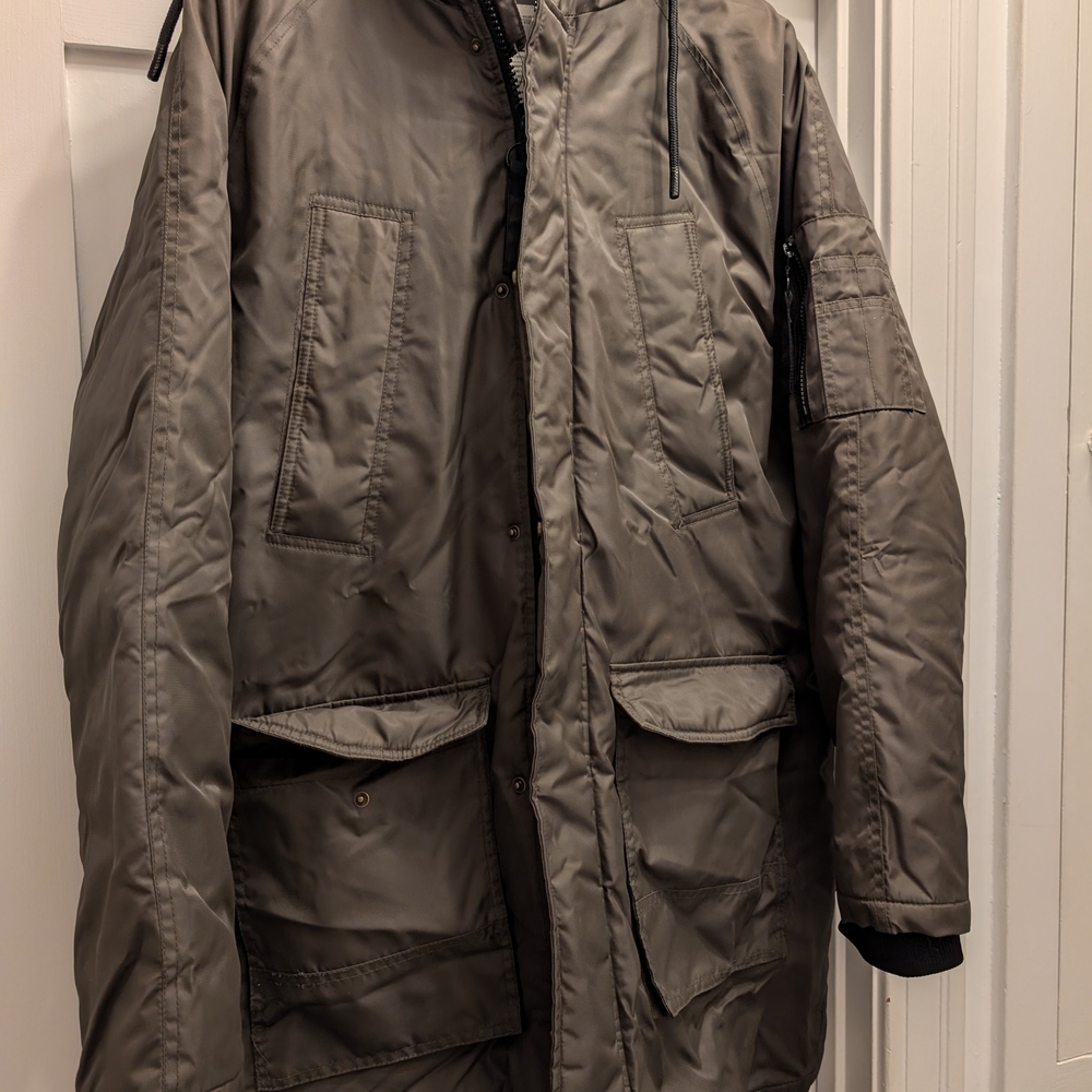 Men's Divided By H&M Military Style Gray Field Jacket Winter Coat